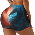 thumbnail image 1 of Rateoe Red And Blue Sky Dragon Printed Power Workout Shorts for Women Tummy Control Squat Proof Ribbed Thick Seamless Scrunch Active Short-XX-Large, 1 of 8