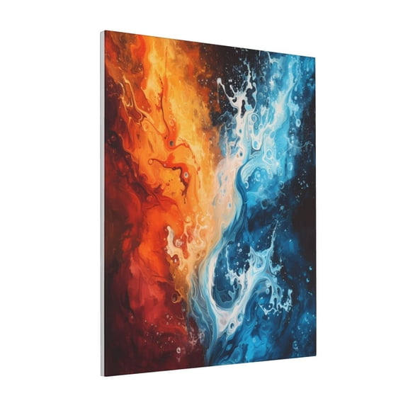 Rateoe Red And Blue Waves Pattern Decorative Picture – Unique Modern Wall Art, Ready-to-Hang Canvas Print for Home (Vertical)