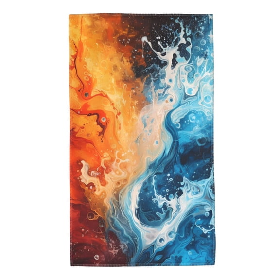 Rateoe Red And Blue Waves Pattern Microfiber Towel, Beach Towel, Pool Towel, Quick-dry Travel Towel, Soft and Plush towel, Absorbent Towel-27.5x16 Inch