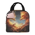 thumbnail image 1 of Rateoe Red And Gray Flame Fox Pattern Insulated Lunch Bag with Thick Aluminum Foil Lunch Tote Bag with Front Pocket for Men and Women, Ideal for Work, School, Picnics, and Travel, 1 of 5