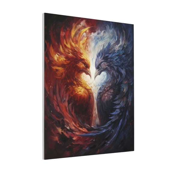 Rateoe Red And White Fire Bird Pattern Decorative Picture – Unique Modern Wall Art, Ready-to-Hang Canvas Print for Home (Vertical)