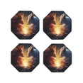 thumbnail image 1 of Rateoe Red And White Flame Fox Drawing Drink Coasters Set of 4 Leather Coasters Spill Protection for Table Desk,Durable and Non Slip Leather Coaster ,4 Inches Drink Mats-Octagon, 1 of 6
