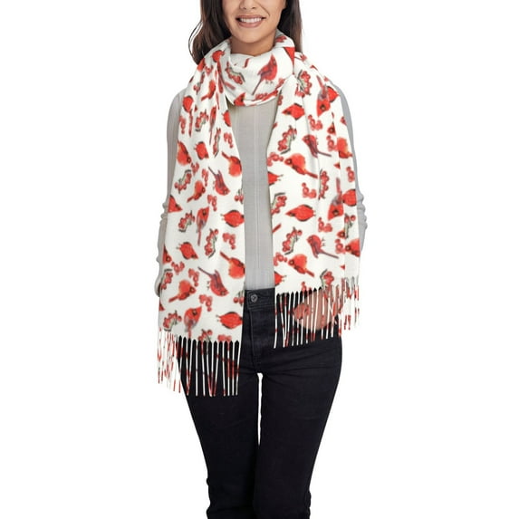 Rateoe Red Birds Women's Traditional Scarf Wrap Tassel Shawl Fringes Neck Head Shawl Retro Scarf
