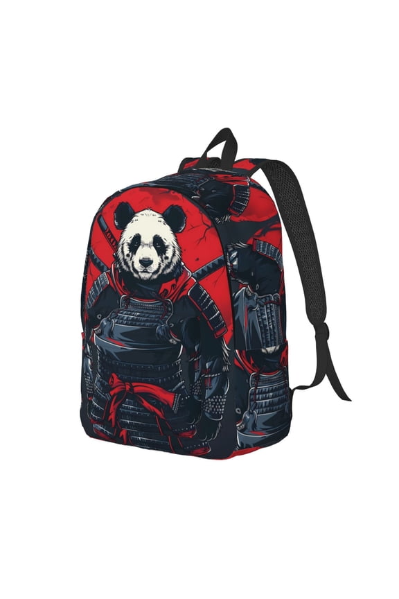 Red Black Eastern Panda Warrior Pattern Durable Canvas Backpack for Men & Women – Stylish & Lightweight – Adjustable Straps, Multiple Pockets – Fits 15-17 Inch LaptopsMedium