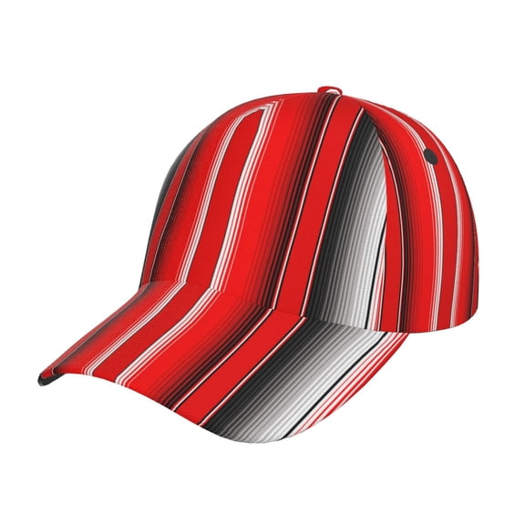 Rateoe Red Black and White Serape Blanket Stripes Pattern Men’s Baseball Cap – Adjustable Curved Brim Hat, Soft Cotton Sports Cap for Outdoor, Casual, and Everyday Wear, Comfortable & Breathable
