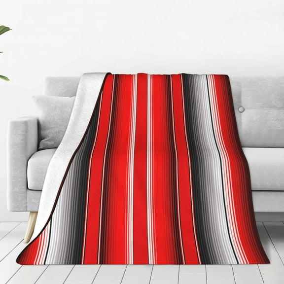 Rateoe Red Black and White Serape Blanket Stripes Print Fuzzy Fleece Throw Blanket Extra Large,Super Soft,Fluffy and Warm Blankets for Couch,Bed,All Season Use-40"x30"