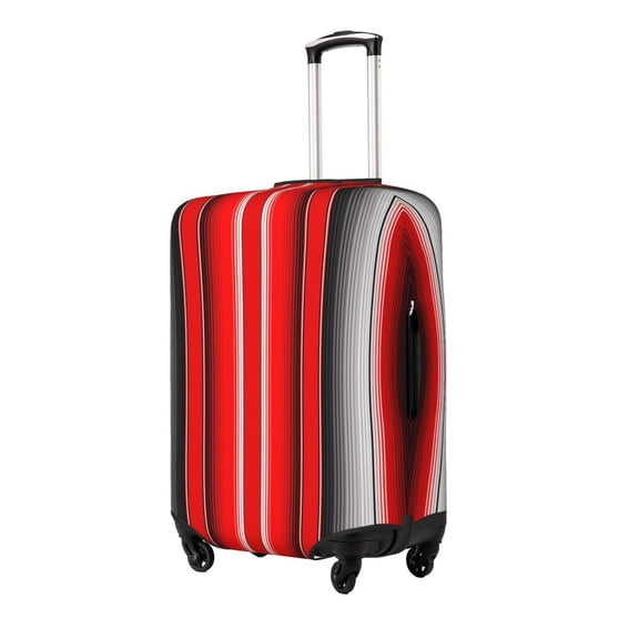 Rateoe Red Black and White Serape Blanket Stripes Printed Luggage Cover, Suitcase Protector Fits 18-32 Inch Luggage-Small