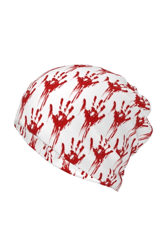 Red Bloody Scary Hands Cotton Slouchy Beanie Hat for Men/Women,Lightweight Oversize Large Thin Skull Cap Night Sleeping Cap