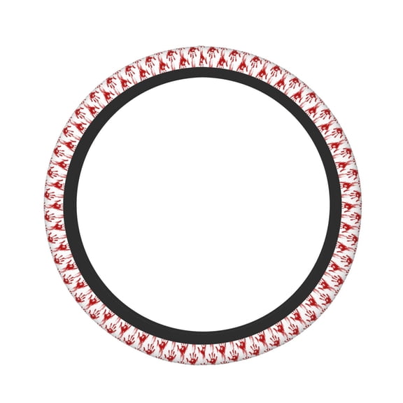 Rateoe Red Bloody Scary Hands Pattern Elastic Stretch Steering Wheel Cover, Universal 15 inch, Microfiber Breathable , Anti-Slip, Odorless, Easy Carry
