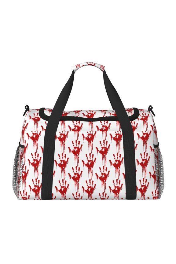 Red Bloody Scary Hands Pattern Gym Bag for Women, Duffle Bag for Travel with Wet Pocket, Carry on Weekender Bags for Women, Water Resistant Travel Bag Duffel Bag