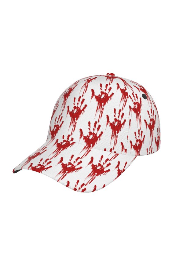 Red Bloody Scary Hands Pattern Mens Baseball Cap Adjustable Curved Brim Hat, Soft Cotton Sports Cap for Outdoor, Casual, and Everyday Wear, Comfortable & Breathable