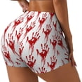 thumbnail image 1 of Rateoe Red Bloody Scary Hands Printed Power Workout Shorts for Women Tummy Control Squat Proof Ribbed Thick Seamless Scrunch Active Short-Medium, 1 of 8