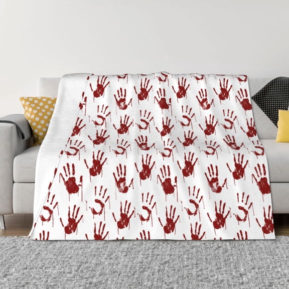 Rateoe Red Bloody Scary Hands2 Pattern Flannel Throw Blanket, Ultra-soft Blanket for Bed, Couch, Car, Hypoallergenic Anti-pilling blanket-