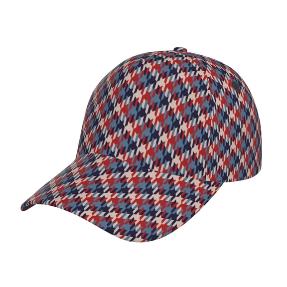 Rateoe Red Blue Checked Pattern Men’s Baseball Cap – Adjustable Curved Brim Hat, Soft Cotton Sports Cap for Outdoor, Casual, and Everyday Wear, Comfortable & Breathable