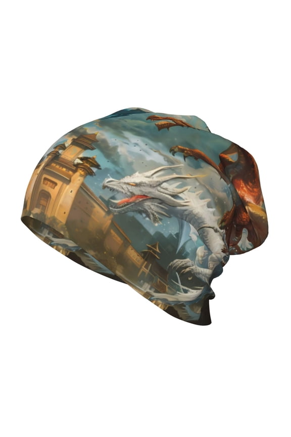 Red Blue Dragon Battle Epic Kids Beanie Warm Knit Beanie Hats Boys Girls Winter Hat Soft Slouchy Hats for Kids