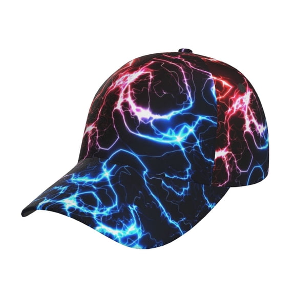 Rateoe Red And Blue Lightning Pattern Men’s Baseball Cap – Adjustable Curved Brim Hat, Soft Cotton Sports Cap for Outdoor, Casual, and Everyday Wear, Comfortable & Breathable