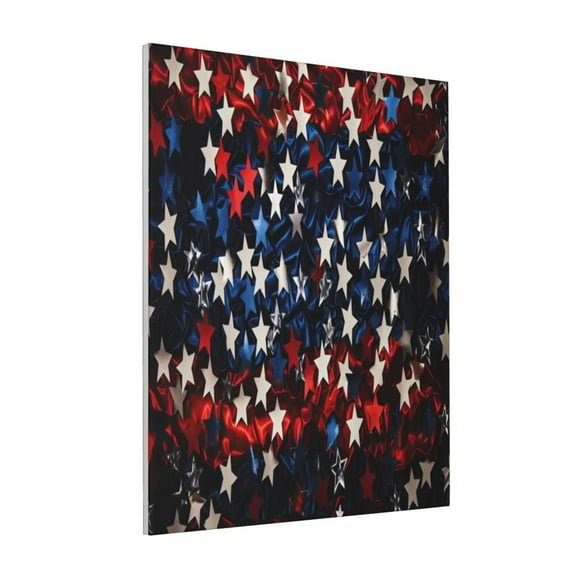 Rateoe Red Blue White Stars Pattern Decorative Picture – Unique Modern Wall Art, Ready-to-Hang Canvas Print for Home (Vertical)