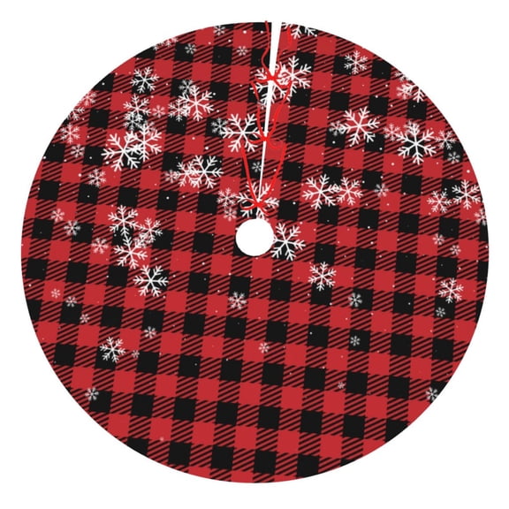Rateoe Red Buffalo Plaid Print Christmas Tree Skirt 30" for Xmas Holiday New Year Party Circle Tree Mat Ornaments Decoration