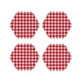 thumbnail image 1 of Rateoe Red Checkboard Drawing Drink Coasters Set of 4 Leather Coasters Spill Protection for Table Desk,Durable and Non Slip Leather Coaster ,4 Inches Drink Mats-Hexagon, 1 of 6