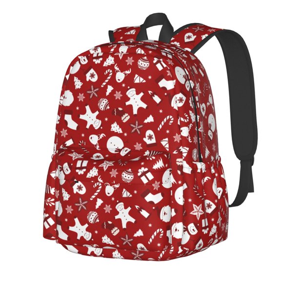 Rateoe Red Christmas Cheer. Pattern Student Backpack,Backpack for School,Lightweight Bag,Travel Backpack,Outdoor Backpack,Large Capacity Backpack