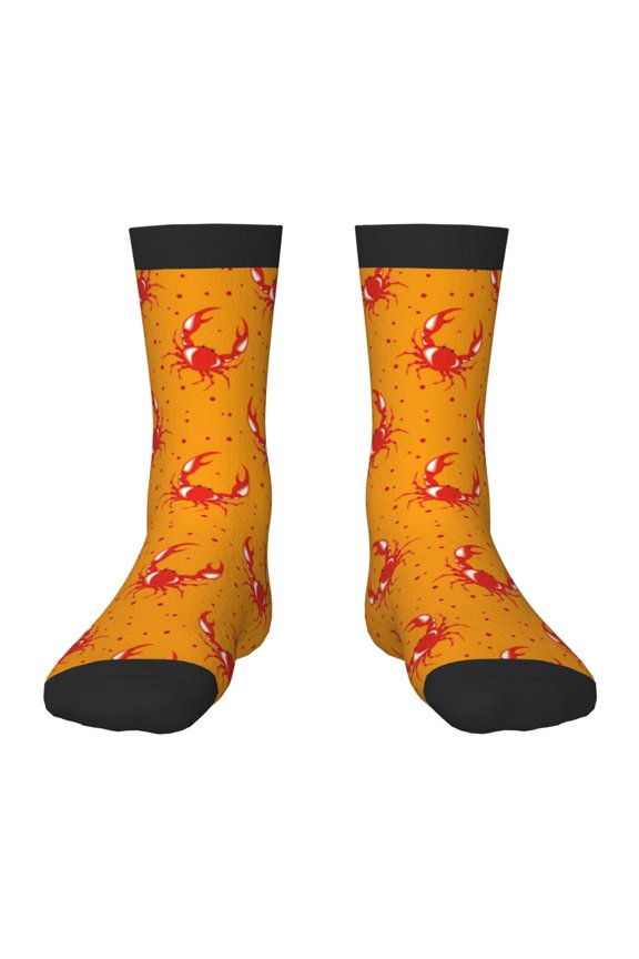 Red Crab Pattern Children's Socks, Socks Gifts ,kids Crew Soft Cotton Socks , Moisture-Wicking, Durable, Ideal for Daily Wear & Sports