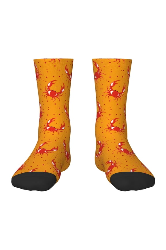 Red Crab Pattern Children's Socks, Socks Gifts ,kids Crew Soft Cotton Socks , Moisture-Wicking, Durable, Ideal for Daily Wear & Sports