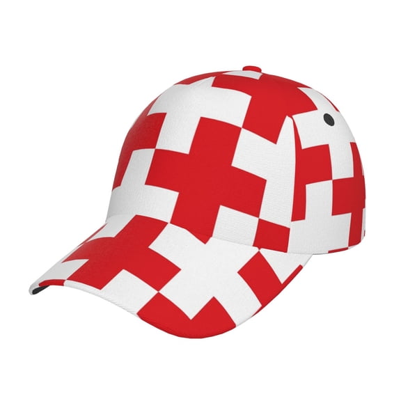 Rateoe Red Cross 1 Pattern Baseball Cap Outdoor Cap Mountain Dad Hat - Unstructured Soft Cotton Cap-Adjustable UV Protection Cap