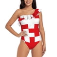 thumbnail image 1 of Rateoe Red Cross 1 Pattern Women One Piece Swimsuits Tummy Control One Shoulder Bathing Suits Ruffle Swimwear-Large, 1 of 6