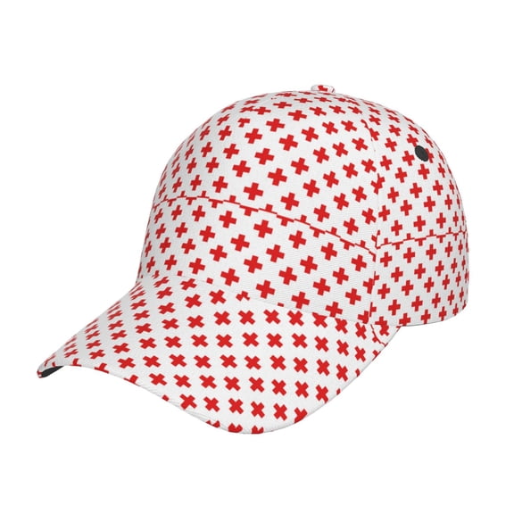 Rateoe Red Cross Pattern Men’s Baseball Cap – Adjustable Curved Brim Hat, Soft Cotton Sports Cap for Outdoor, Casual, and Everyday Wear, Comfortable & Breathable