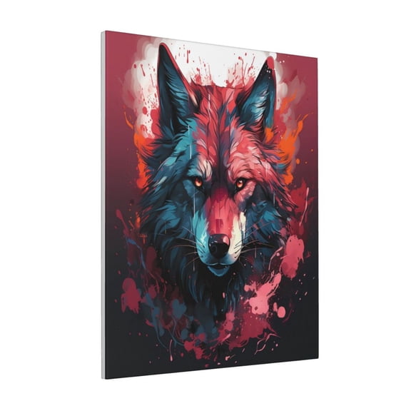 Rateoe Red Flame Wolf Head Pattern Decorative Picture – Unique Modern Wall Art, Ready-to-Hang Canvas Print for Home (Vertical)