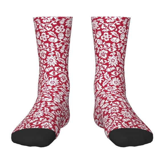 Rateoe Red Flowers Pattern Children's Socks, Socks Gifts ,kids Crew Soft Cotton Socks , Moisture-Wicking, Durable, Ideal for Daily Wear & Sports
