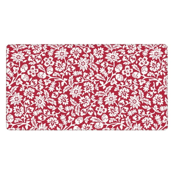 Rateoe Red Flowers Print Mouse Pad - Extended Large Gaming Mousepad,Non-Slip Stitched Edge,16x29.5 Inch