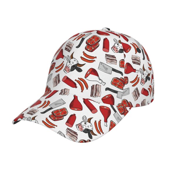 Rateoe Red Food Pattern Men’s Baseball Cap – Adjustable Curved Brim Hat, Soft Cotton Sports Cap for Outdoor, Casual, and Everyday Wear, Comfortable & Breathable