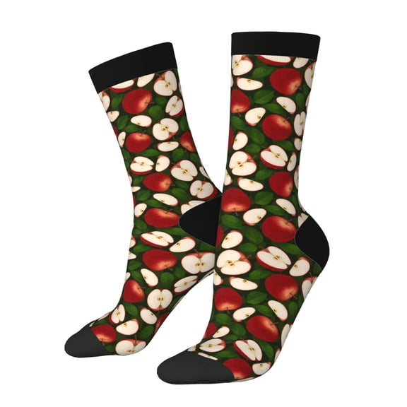 Rateoe Red Fruit for Women Casual Calf Socks - Cute Crew Socks - Thin Soft Above Ankle Socks Size 5-11