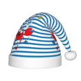 thumbnail image 1 of Rateoe Red Funny Crab on Blue Stripe Santa Hat Confortable Christmas Hat for Christmas Party Favors Fit for Kids, 1 of 6
