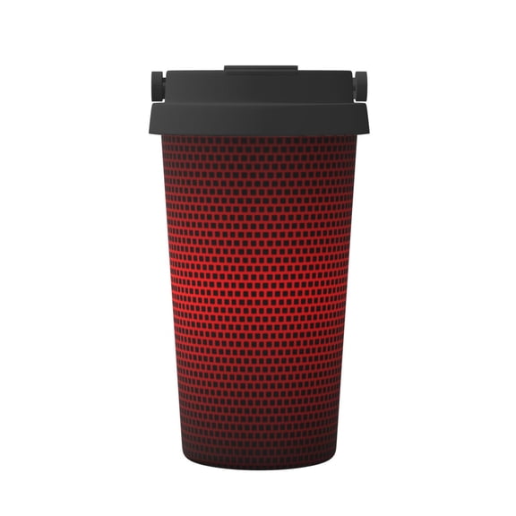 Rateoe Red Geometric Pattern Travel Coffee Mug Tumbler with Flip Lid | Reusable Insulated Stainless Steel Cold Brew Iced Coffee Cup Thermos