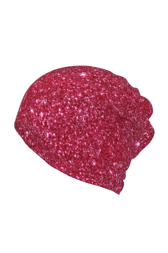 Red Glitter Cotton Slouchy Beanie Hat for Men/Women,Lightweight Oversize Large Thin Skull Cap Night Sleeping Cap