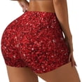 thumbnail image 1 of Rateoe Red Glitter Printed Power Workout Shorts for Women Tummy Control Squat Proof Ribbed Thick Seamless Scrunch Active Short-Small, 1 of 8