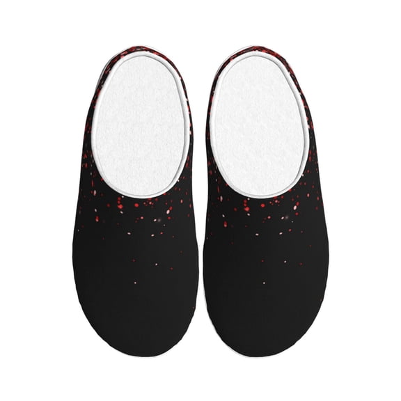 Rateoe Red Glitter1 Print Women's Men's Cotton Knit Slippers Lightweight Memory Foam Indoor House Shoes with Anti-Skid Sole-39/40