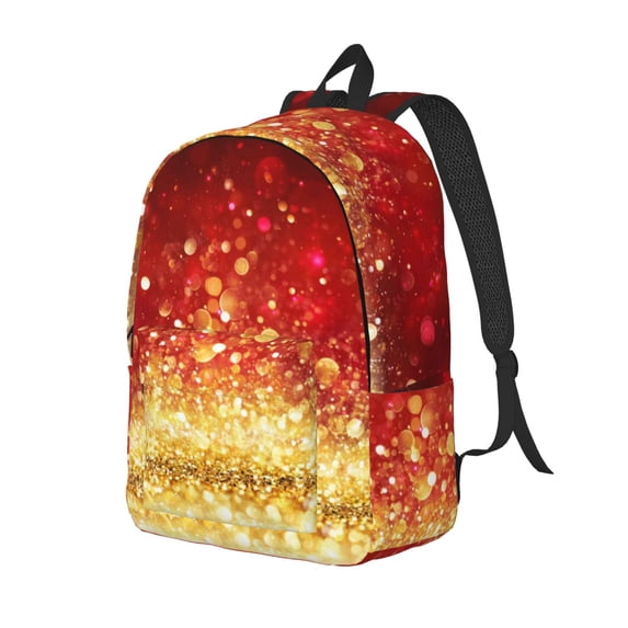 Rateoe Red Gold Glitter Pattern Durable Canvas Backpack for Men & Women – Stylish & Lightweight – Adjustable Straps, Multiple Pockets – Fits 15-17 Inch LaptopsSmall