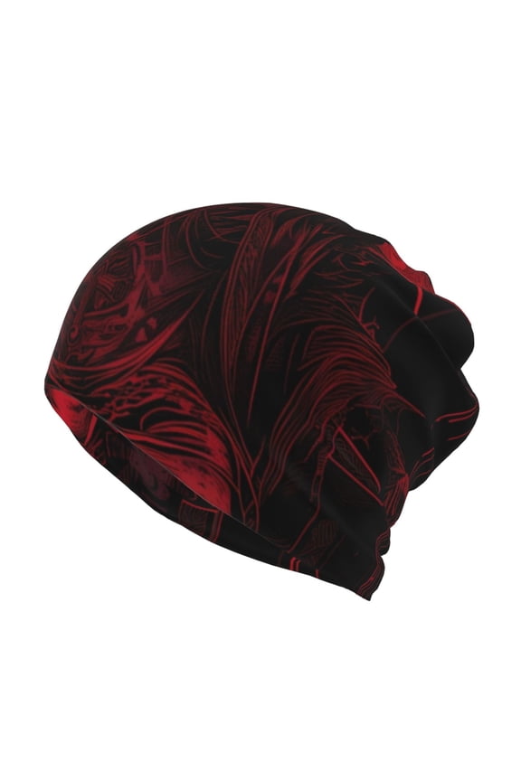 Red Gothic Skeleton Throne Cotton Slouchy Beanie Hat for Men/Women,Lightweight Oversize Large Thin Skull Cap Night Sleeping Cap