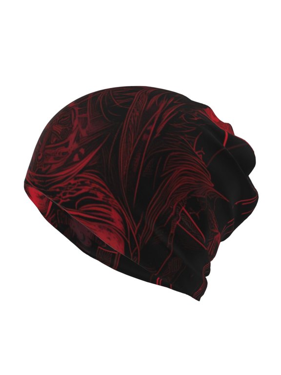 Red Gothic Skeleton Throne Cotton Slouchy Beanie Hat for Men/Women,Lightweight Oversize Large Thin Skull Cap Night Sleeping Cap