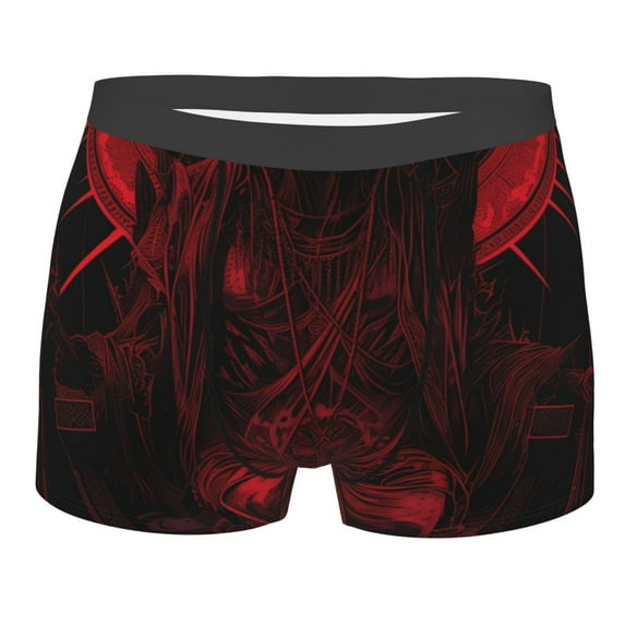 Rateoe Red Gothic Skeleton Throne Mens Boxer Briefs Poly Spandex Performance Boxer Briefs Underwear Hem Boxer Briefs - X-Large