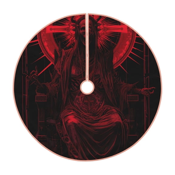 Rateoe Red Gothic Skeleton Throne Pattern Christmas Tree Skirt with Ties, Christmas Tree Decorations, Farmhouse Christmas Decor Xmas Holiday Decorations-36"