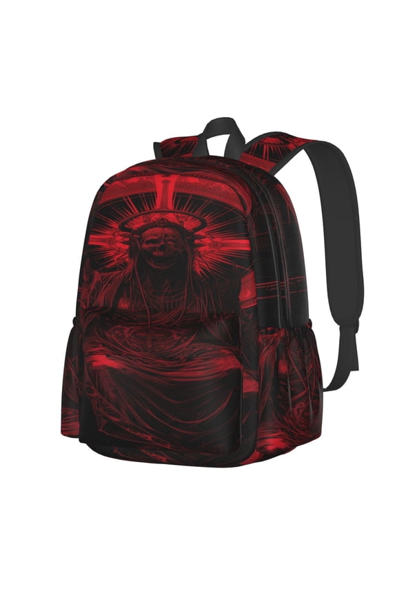 Red Gothic Skeleton Throne Pattern Student Backpack,Backpack for School,Lightweight Bag,Travel Backpack,Outdoor Backpack,Large Capacity Backpack