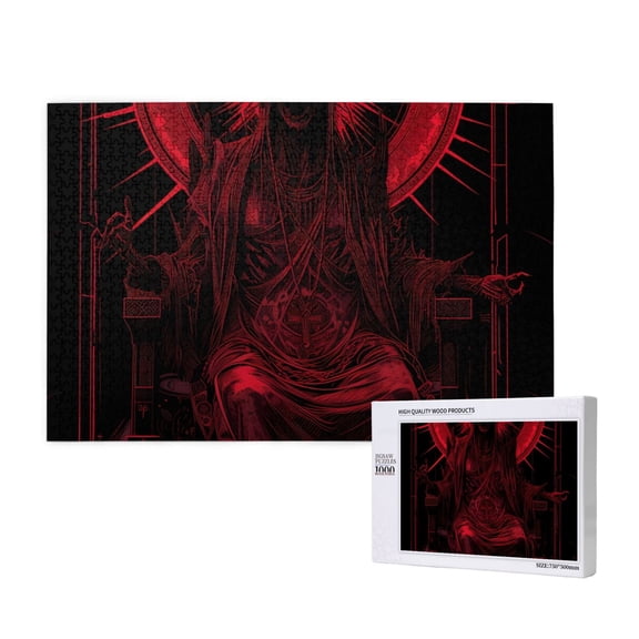 Rateoe Red Gothic Skeleton Throne Pattern Wooden Picture Puzzle ,1000 Piece Jigsaw Puzzle ,Family Fun Puzzle, Home Dcor Puzzle, Gift Puzzle(Horizontal style)