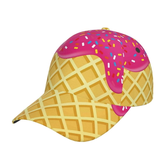 Rateoe Red Ice Cream Pattern Mens Baseball Cap Adjustable Curved Brim Hat, Soft Cotton Sports Cap for Outdoor, Casual, and Everyday Wear, Comfortable & Breathable