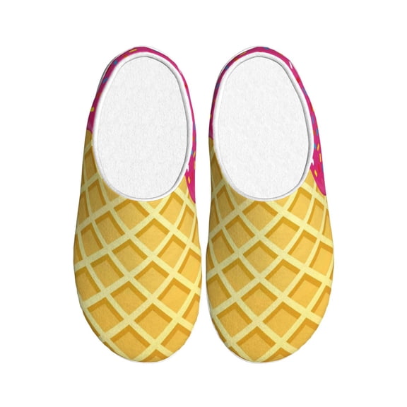 Rateoe Red Ice Cream Print Women's Men's Cotton Knit Slippers Lightweight Memory Foam Indoor House Shoes with Anti-Skid Sole-42/43