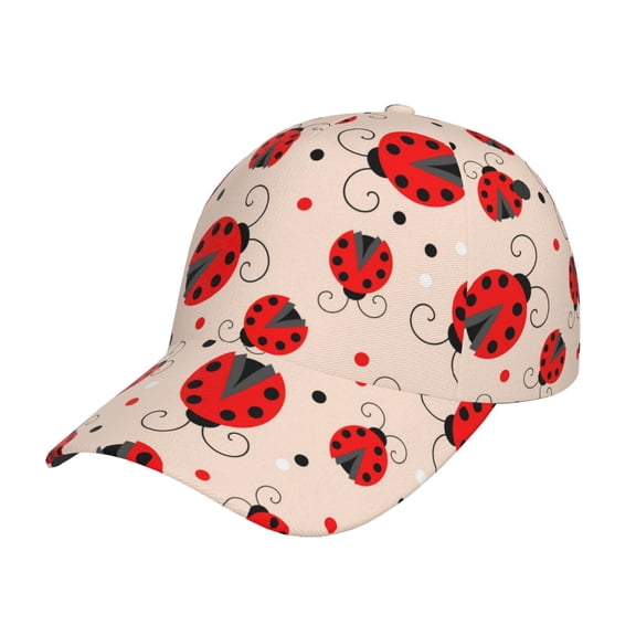 Rateoe Red Ladybug Pattern Baseball Cap Outdoor Cap Mountain Dad Hat - Unstructured Soft Cotton Cap-Adjustable UV Protection Cap