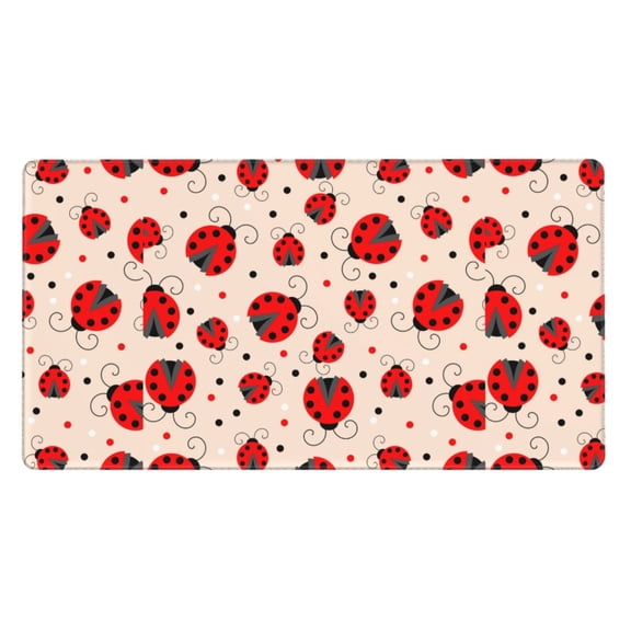 Rateoe Red Ladybug Print Mouse Pad - Extended Large Gaming Mousepad,Non-Slip Stitched Edge,16x29.5 Inch